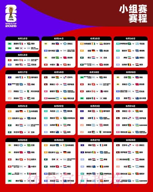 2026世界杯小组赛赛程免费